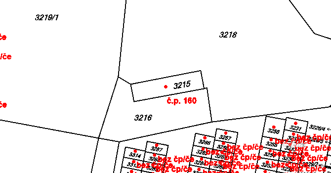 Lutyně 160, Orlová na parcele st. 3215 v KÚ Horní Lutyně, Katastrální mapa