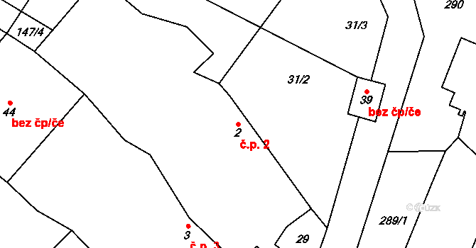 Kamenná Lhota 2, Borotín na parcele st. 2 v KÚ Kamenná Lhota u Borotína, Katastrální mapa