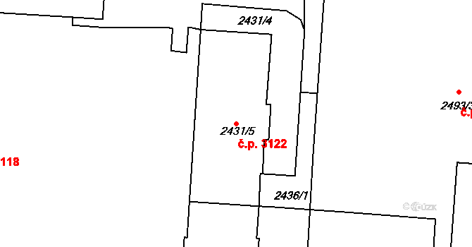 Ústí nad Labem-centrum 3122, Ústí nad Labem na parcele st. 2431/5 v KÚ Ústí nad Labem, Katastrální mapa