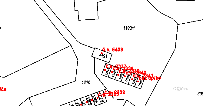 Střekov 5408, Ústí nad Labem na parcele st. 1191 v KÚ Střekov, Katastrální mapa