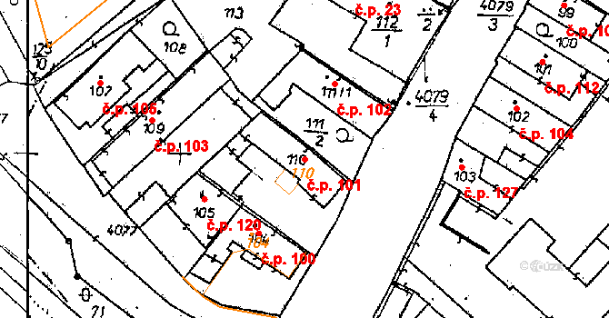 Poděbrady II 101, Poděbrady na parcele st. 110 v KÚ Poděbrady, Katastrální mapa