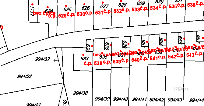 Bohosudov 539, Krupka na parcele st. 635 v KÚ Bohosudov, Katastrální mapa