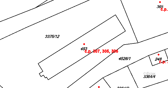 Opatov 305,306,307 na parcele st. 453 v KÚ Opatov na Moravě, Katastrální mapa