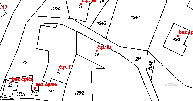 Václaví 21, Rovensko pod Troskami na parcele st. 59 v KÚ Václaví, Katastrální mapa