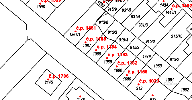 Předměstí 1184, Svitavy na parcele st. 1088 v KÚ Svitavy-předměstí, Katastrální mapa