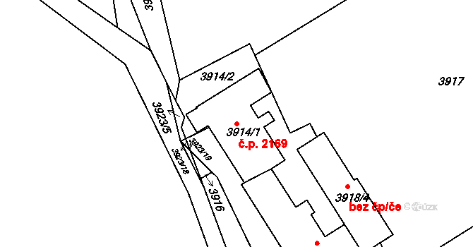 Líšeň 2169, Brno na parcele st. 3914/1 v KÚ Líšeň, Katastrální mapa
