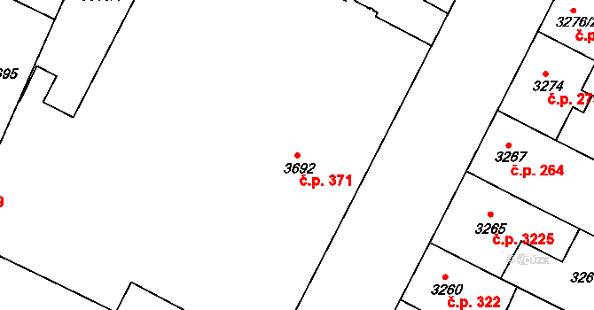 Žabovřesky 371, Brno na parcele st. 3692 v KÚ Žabovřesky, Katastrální mapa
