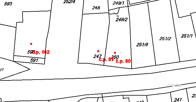 Sloup 81 na parcele st. 247 v KÚ Sloup v Moravském krasu, Katastrální mapa