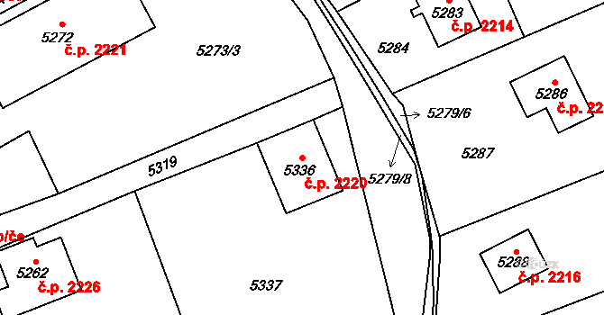 Místek 2220, Frýdek-Místek na parcele st. 5336 v KÚ Místek, Katastrální mapa