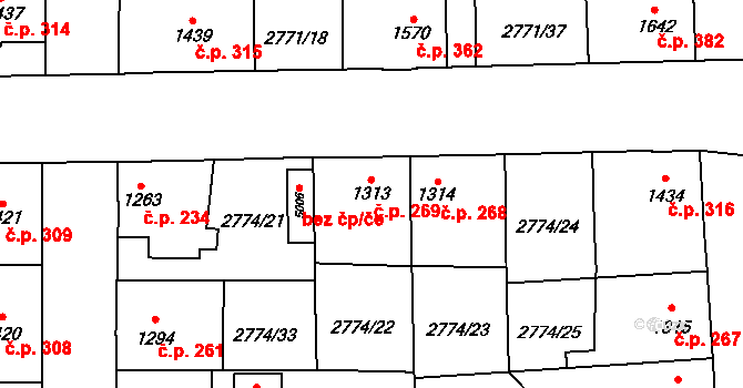 Klatovy II 269, Klatovy na parcele st. 1313 v KÚ Klatovy, Katastrální mapa