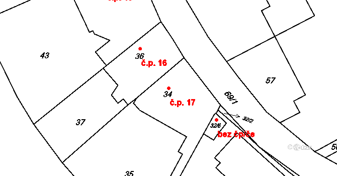 Lipany 17, Praha na parcele st. 34 v KÚ Lipany, Katastrální mapa