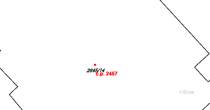 Záběhlice 2457, Praha na parcele st. 2845/14 v KÚ Záběhlice, Katastrální mapa