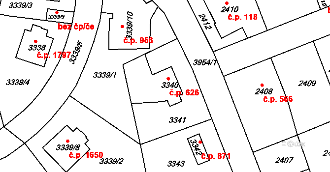 Modřany 626, Praha na parcele st. 3340 v KÚ Modřany, Katastrální mapa