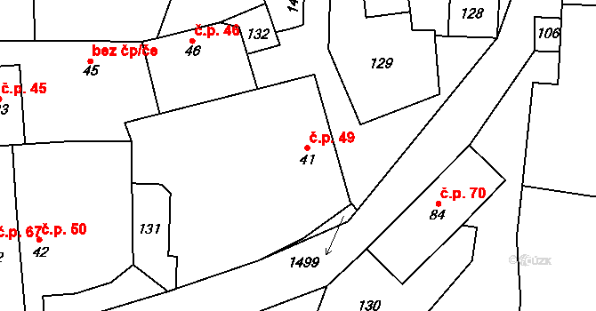 Pičín 49 na parcele st. 41 v KÚ Pičín, Katastrální mapa