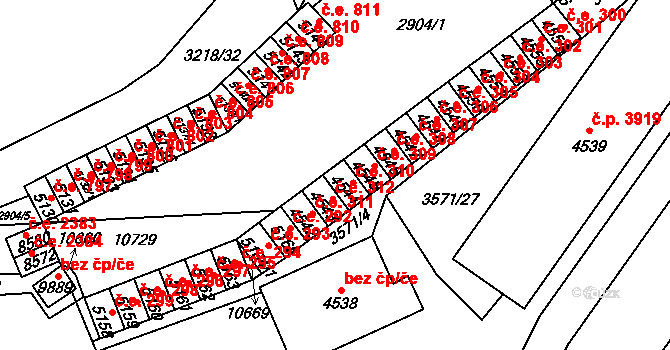 Hodonín 310 na parcele st. 4544 v KÚ Hodonín, Katastrální mapa