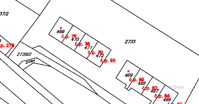 Chotěvice 80 na parcele st. 472 v KÚ Chotěvice, Katastrální mapa