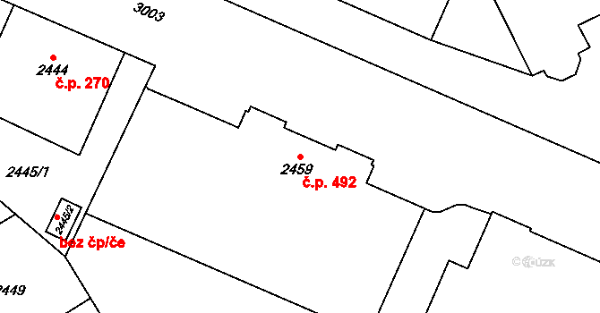 Předměstí 492, Opava na parcele st. 2459 v KÚ Opava-Předměstí, Katastrální mapa