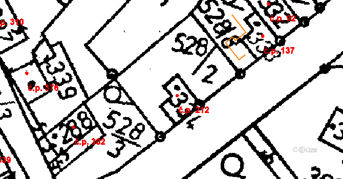 Žiželice 212 na parcele st. 334 v KÚ Žiželice nad Cidlinou, Katastrální mapa