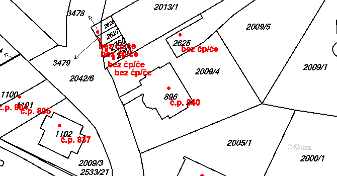 Ústí nad Orlicí 840 na parcele st. 896 v KÚ Ústí nad Orlicí, Katastrální mapa