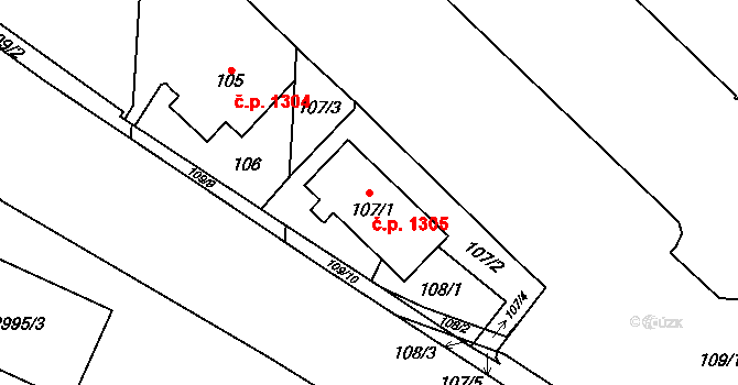 Podlesí 1305, Havířov na parcele st. 107/1 v KÚ Bludovice, Katastrální mapa
