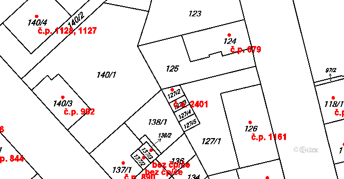 Doubravka 2401, Plzeň na parcele st. 127/2 v KÚ Doubravka, Katastrální mapa