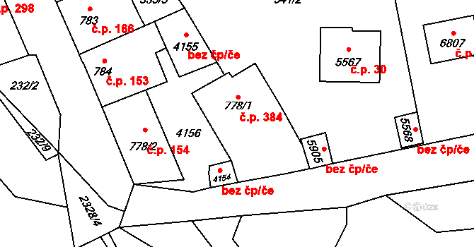 Beroun-Závodí 384, Beroun na parcele st. 778/1 v KÚ Beroun, Katastrální mapa