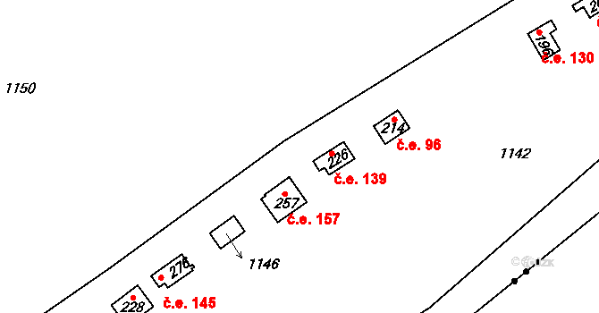 Čelina 139, Borotice na parcele st. 226 v KÚ Čelina, Katastrální mapa