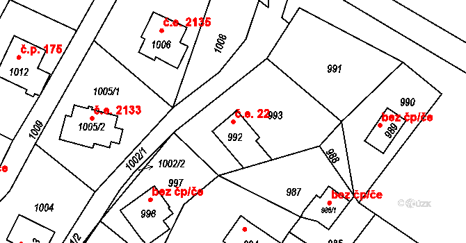 Dolní Těrlicko 22, Těrlicko na parcele st. 992 v KÚ Dolní Těrlicko, Katastrální mapa