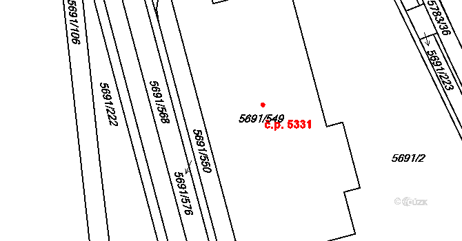 Jihlava 5331 na parcele st. 5691/549 v KÚ Jihlava, Katastrální mapa