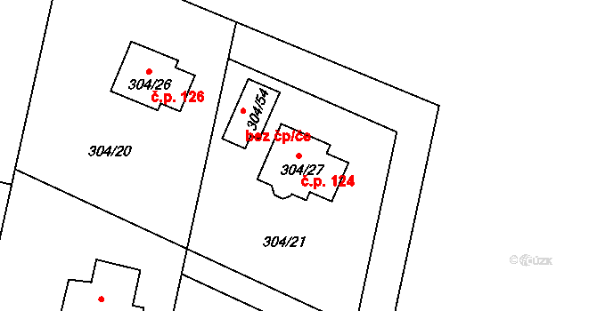 Stará Lípa 124, Česká Lípa na parcele st. 304/27 v KÚ Stará Lípa, Katastrální mapa
