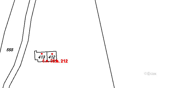 Loučná 212, Lom na parcele st. 412 v KÚ Loučná u Lomu, Katastrální mapa