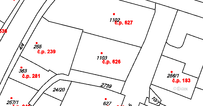 Šumburk nad Desnou 626, Tanvald na parcele st. 1103 v KÚ Šumburk nad Desnou, Katastrální mapa