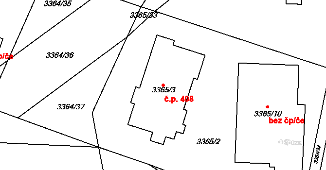 Nosálovice 408, Vyškov na parcele st. 3365/3 v KÚ Vyškov, Katastrální mapa