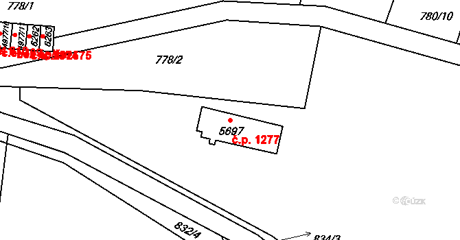 Zlín 1277 na parcele st. 5697 v KÚ Zlín, Katastrální mapa