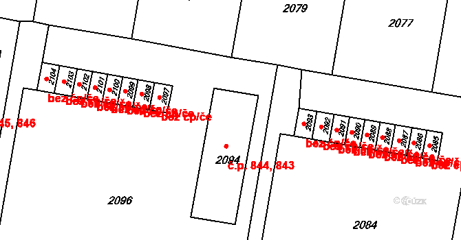 Bruntál 843,844 na parcele st. 2094 v KÚ Bruntál-město, Katastrální mapa