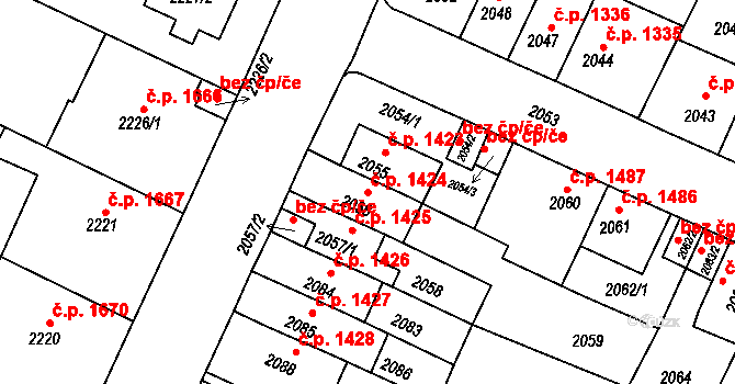 Předměstí 1424, Litoměřice na parcele st. 2056 v KÚ Litoměřice, Katastrální mapa