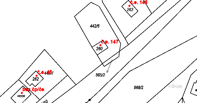 Hluchov 147 na parcele st. 260 v KÚ Hluchov, Katastrální mapa