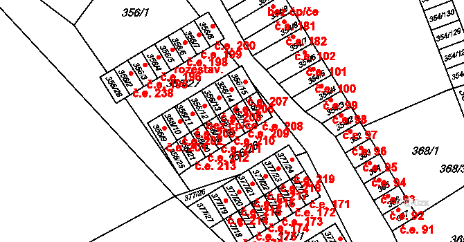 Hrádek nad Nisou 210 na parcele st. 356/18 v KÚ Hrádek nad Nisou, Katastrální mapa