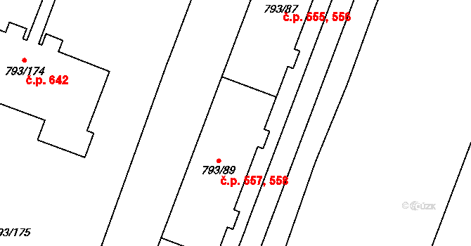 Výškovice 557,558, Ostrava na parcele st. 793/89 v KÚ Výškovice u Ostravy, Katastrální mapa