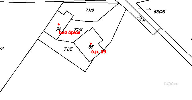 Jemnice 39, Strážek na parcele st. 55 v KÚ Jemnice u Moravce, Katastrální mapa