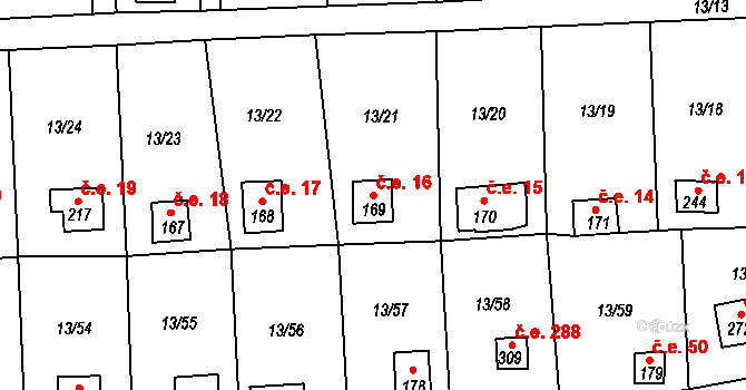 Mechová 16, Lipová na parcele st. 169 v KÚ Mechová, Katastrální mapa