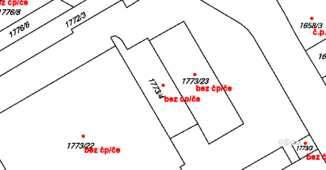 Opava 38091321 na parcele st. 1773/4 v KÚ Opava-Předměstí, Katastrální mapa