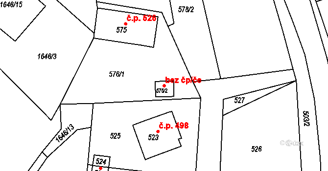 Olešnice 38320321 na parcele st. 576/2 v KÚ Olešnice na Moravě, Katastrální mapa