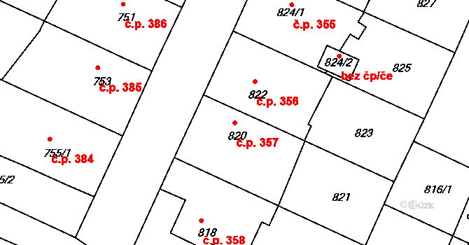 Bylnice 357, Brumov-Bylnice na parcele st. 820 v KÚ Bylnice, Katastrální mapa