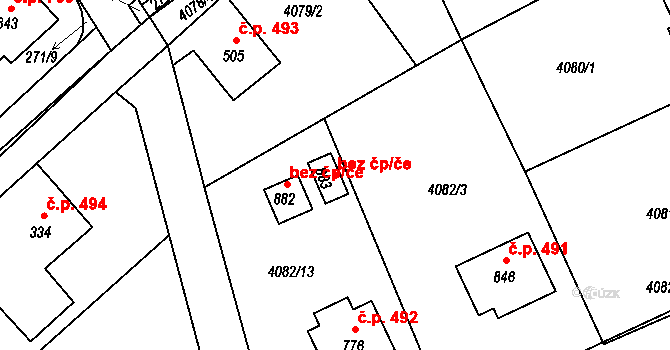 Slavičín 38884321 na parcele st. 883 v KÚ Slavičín, Katastrální mapa