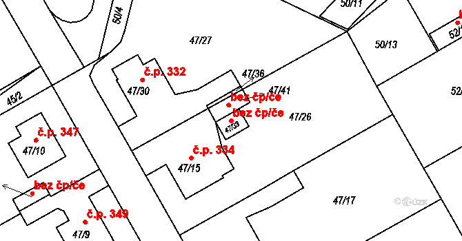 Třinec 40211321 na parcele st. 47/33 v KÚ Lyžbice, Katastrální mapa