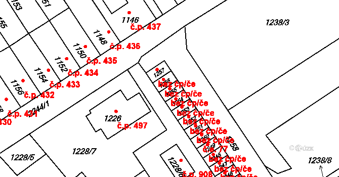 Velká Bystřice 40885321 na parcele st. 1255 v KÚ Velká Bystřice, Katastrální mapa