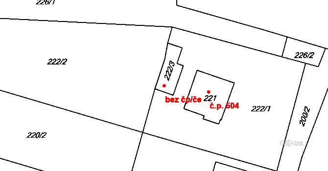 Želechovice nad Dřevnicí 41206321 na parcele st. 222/3 v KÚ Želechovice nad Dřevnicí, Katastrální mapa