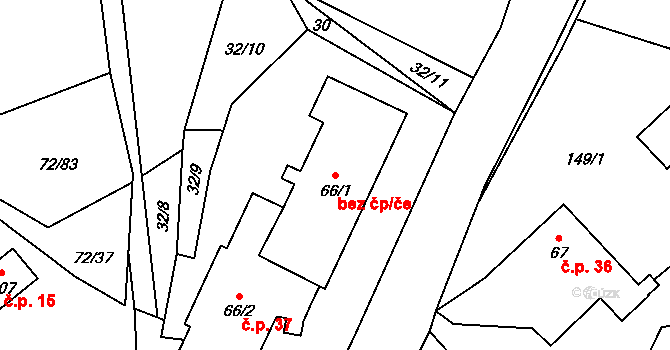 Vacov 41229321 na parcele st. 66/1 v KÚ Benešova Hora, Katastrální mapa