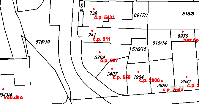 Zlín 267 na parcele st. 5769 v KÚ Zlín, Katastrální mapa